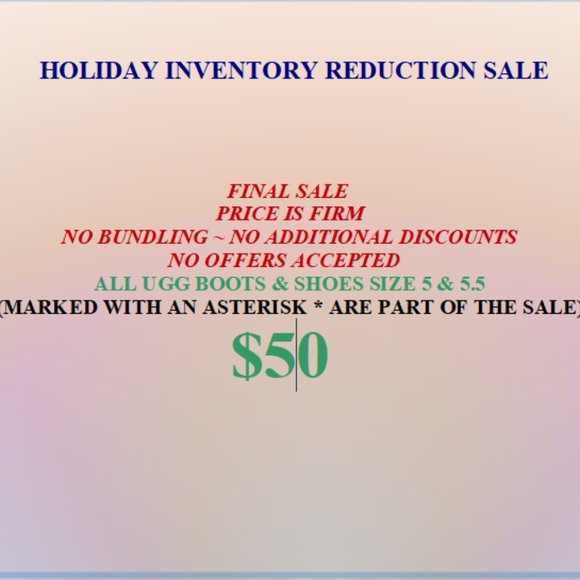 ๐ฅ๐ฅ $50 or LOWER - SALE PRICE ON SELECT NEW UGG & MIsc Manufacturer BOOTS & SHOES - Picture 1 of 1